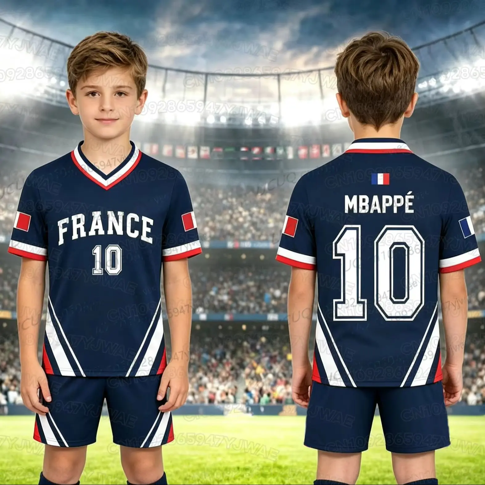 2026 Special NO.10 Mbappé Football Jersey Shorts Set Women Men France Flag Fans Shirt and Shorts Summer Kids 2 Piece Set