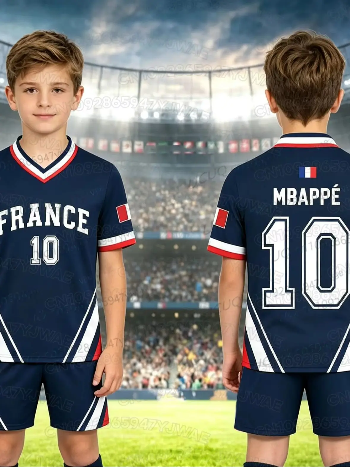 2026 Special NO.10 Mbappé Football Jersey Shorts Set Women Men France Flag Fans Shirt and Shorts Summer Kids 2 Piece Set