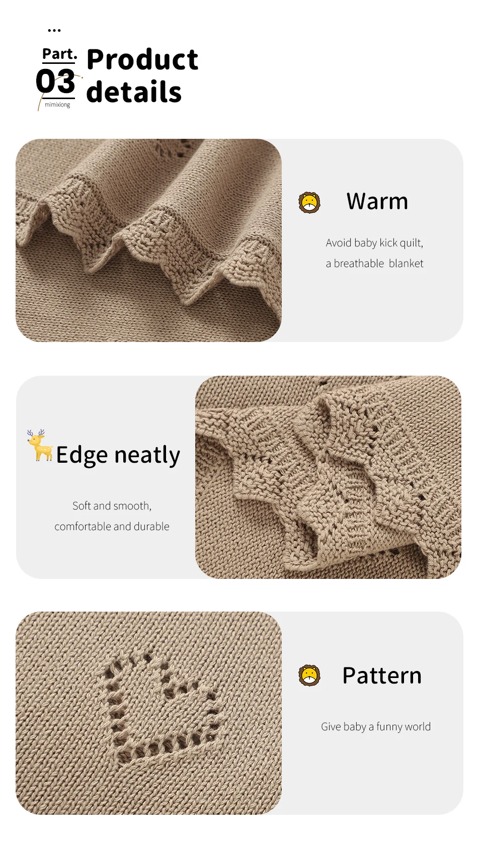 Baby Blanket Cotton 100*80cm Soft Knitted Newborn Boys Girls Stroller Swaddle Wrap Blanket Dual-Use Infant Crib Bedding Cellular