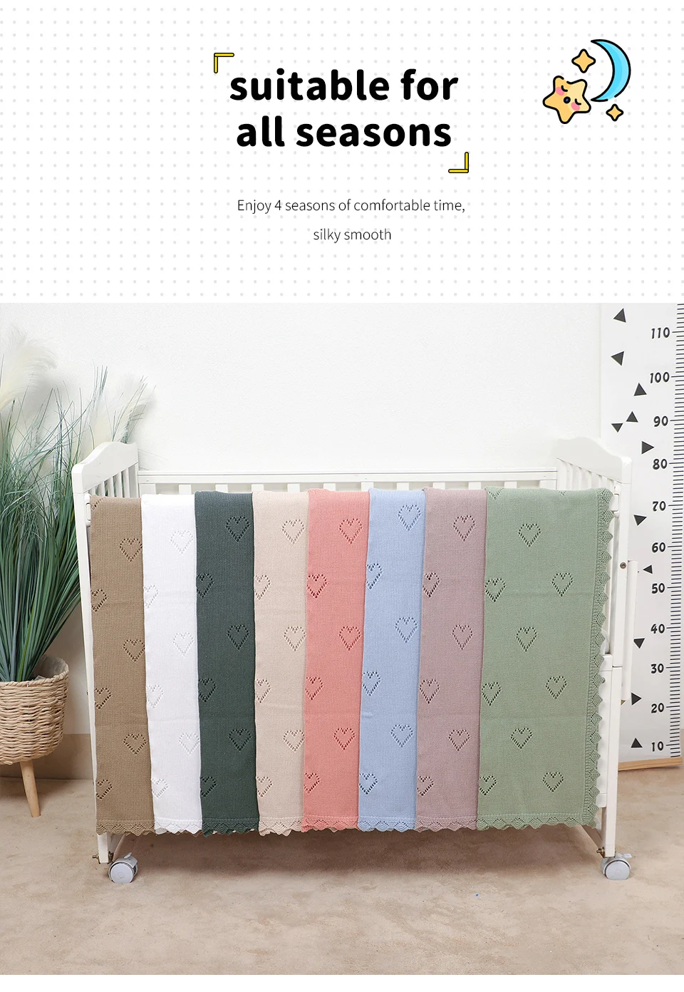 Baby Blanket Cotton 100*80cm Soft Knitted Newborn Boys Girls Stroller Swaddle Wrap Blanket Dual-Use Infant Crib Bedding Cellular