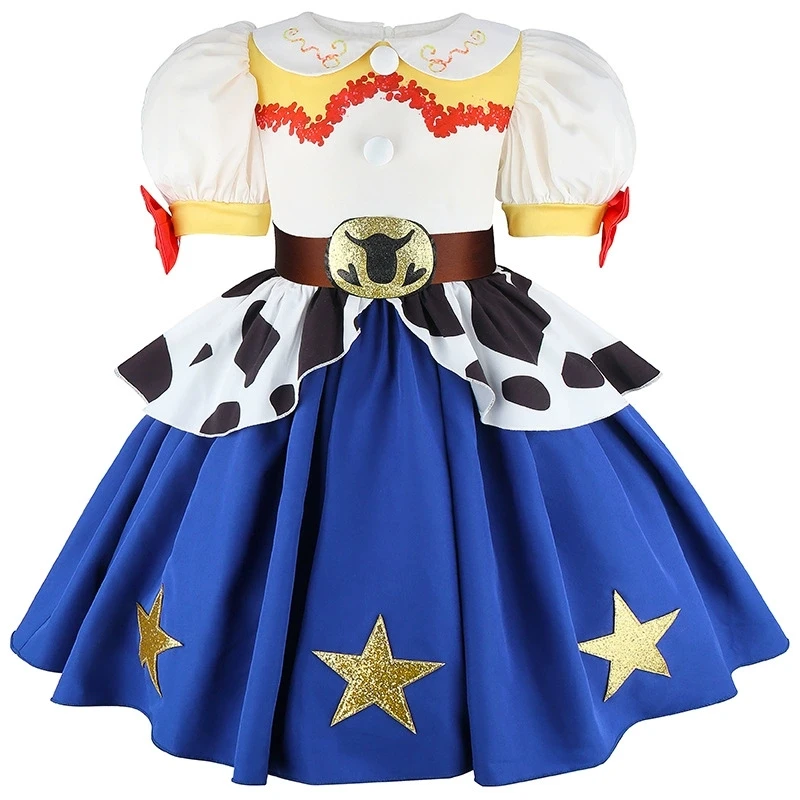 2 3 4 5 6 7 8 Years Cosplay Jessie Girls Dress Summer Cute Cartoon Woody Little Princess Dress Birthday Gifts New Kids Clothes