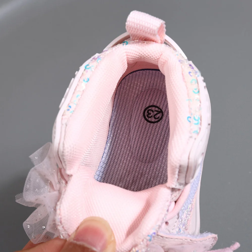 2025 New Autumn Children Shoes Leather Toddler Kids Sport Shoes Bling Cute Butterfly Soft Sole Fashion Girls Sneakers