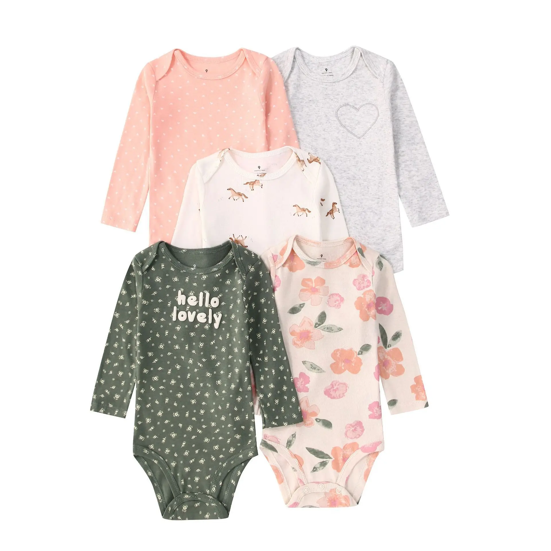 2026 Baby Bodysuit 5-pack Infantil Jumpsuit Boy Girls Clothes Long Sleeve 100% Cotton Newborn Body Bebe Clothing Kids Costume
