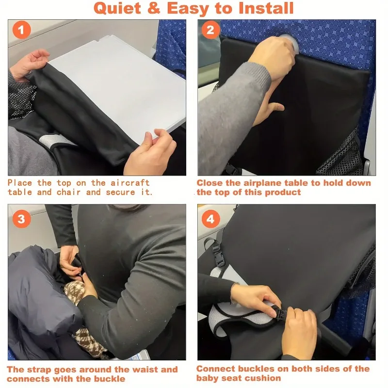 New 1Pcs Kids Airplane Seat Extender Flannel Toddler Airplane Bed with Side Pocket Comfort Breathable Travel Foot Rest Hammock