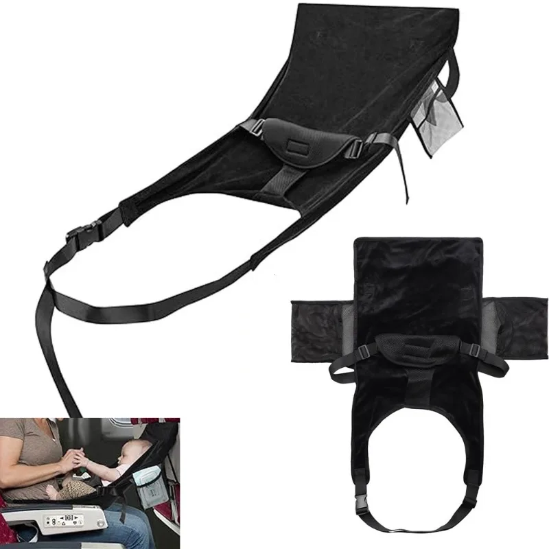 New 1Pcs Kids Airplane Seat Extender Flannel Toddler Airplane Bed with Side Pocket Comfort Breathable Travel Foot Rest Hammock