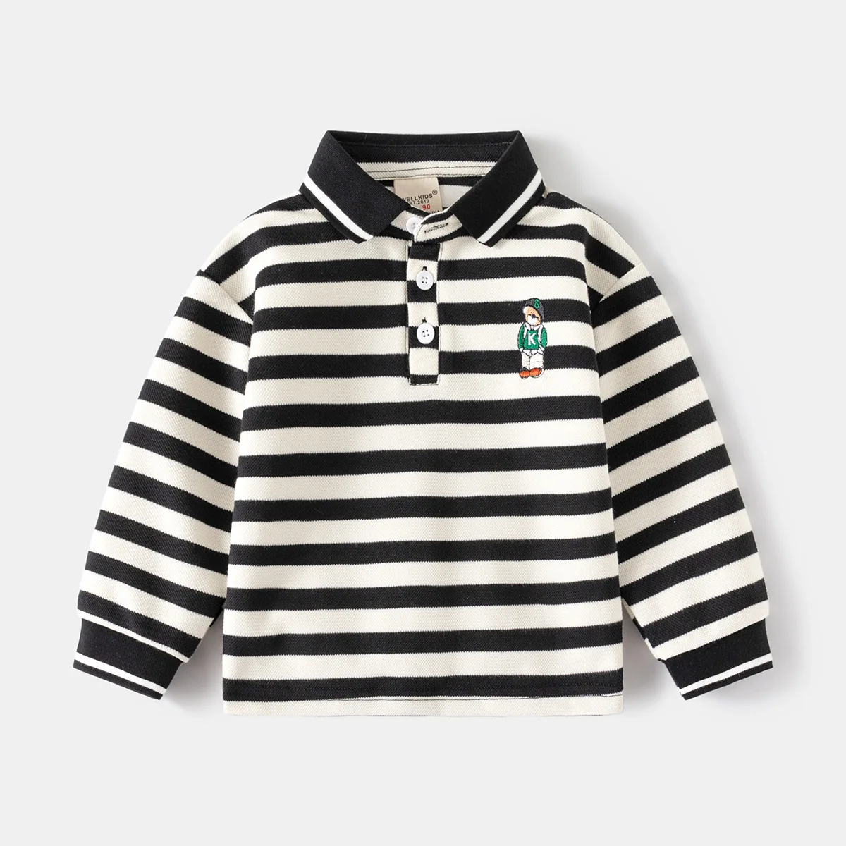 Boys Polo Shirts Long Sleeve 100Cotton Spring Autumn Kids Clothes Cute Bear Boutique Toddler Boy Polo Shirt 1 to 2 3 4 5 6 Years
