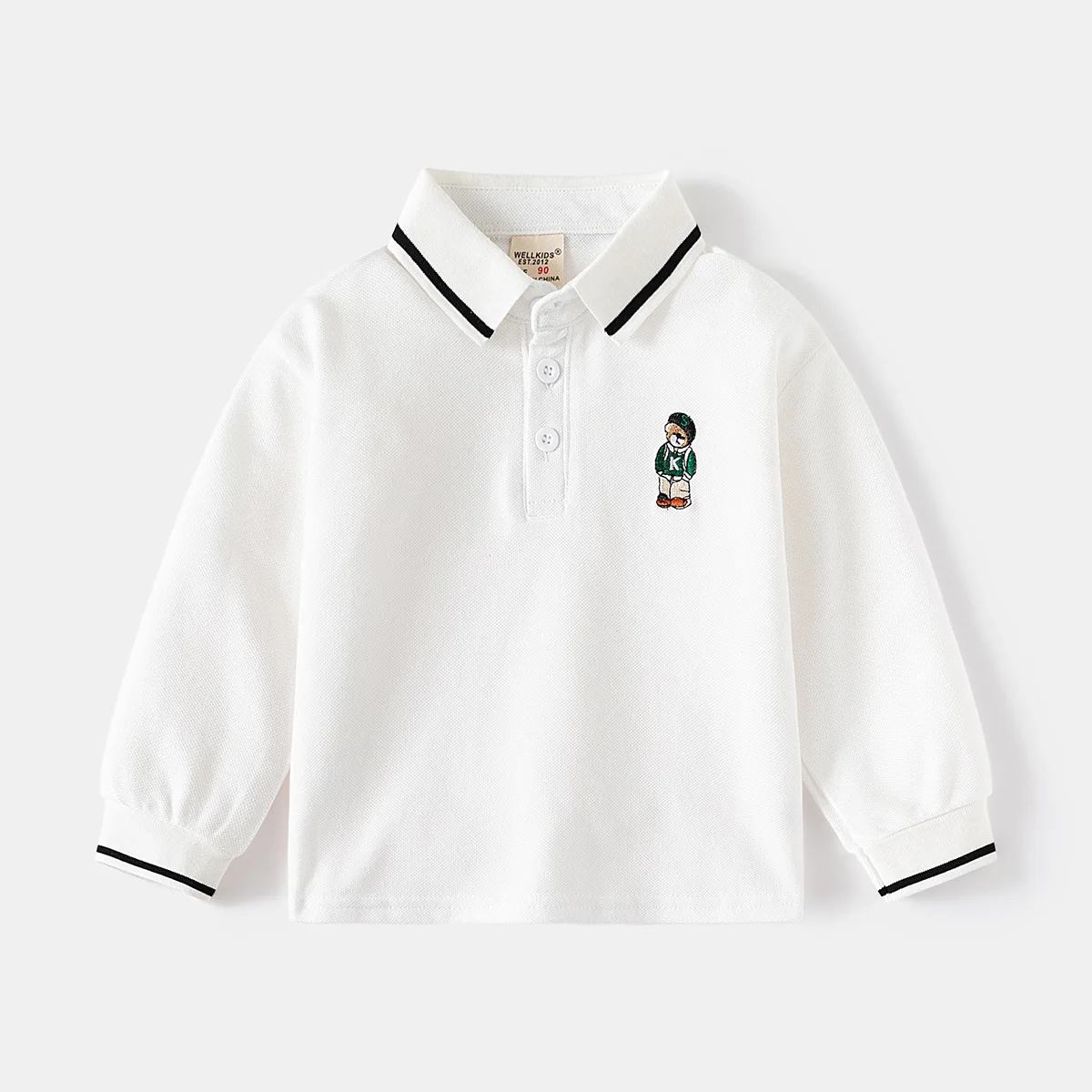 Boys Polo Shirts Long Sleeve 100Cotton Spring Autumn Kids Clothes Cute Bear Boutique Toddler Boy Polo Shirt 1 to 2 3 4 5 6 Years