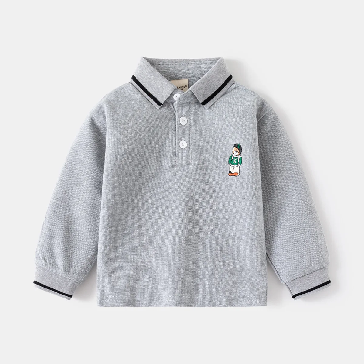 Boys Polo Shirts Long Sleeve 100Cotton Spring Autumn Kids Clothes Cute Bear Boutique Toddler Boy Polo Shirt 1 to 2 3 4 5 6 Years