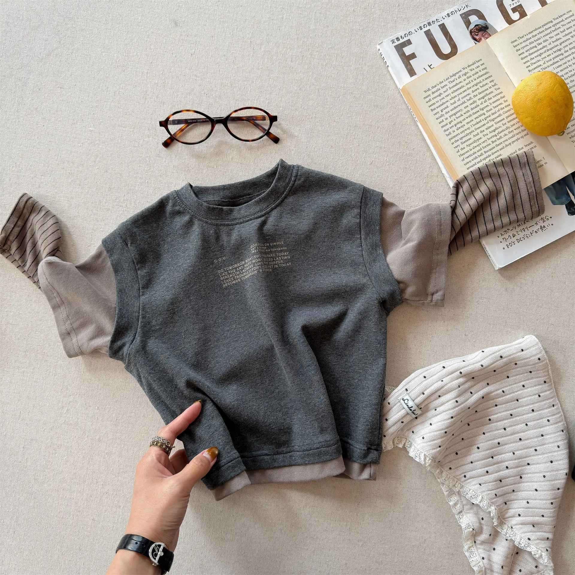 2026 Spring New Children Long Sleeve T Shirts Fashion Girls False Two Piece T Shirts Kids Casual Tops Baby Boy Cotton Tees