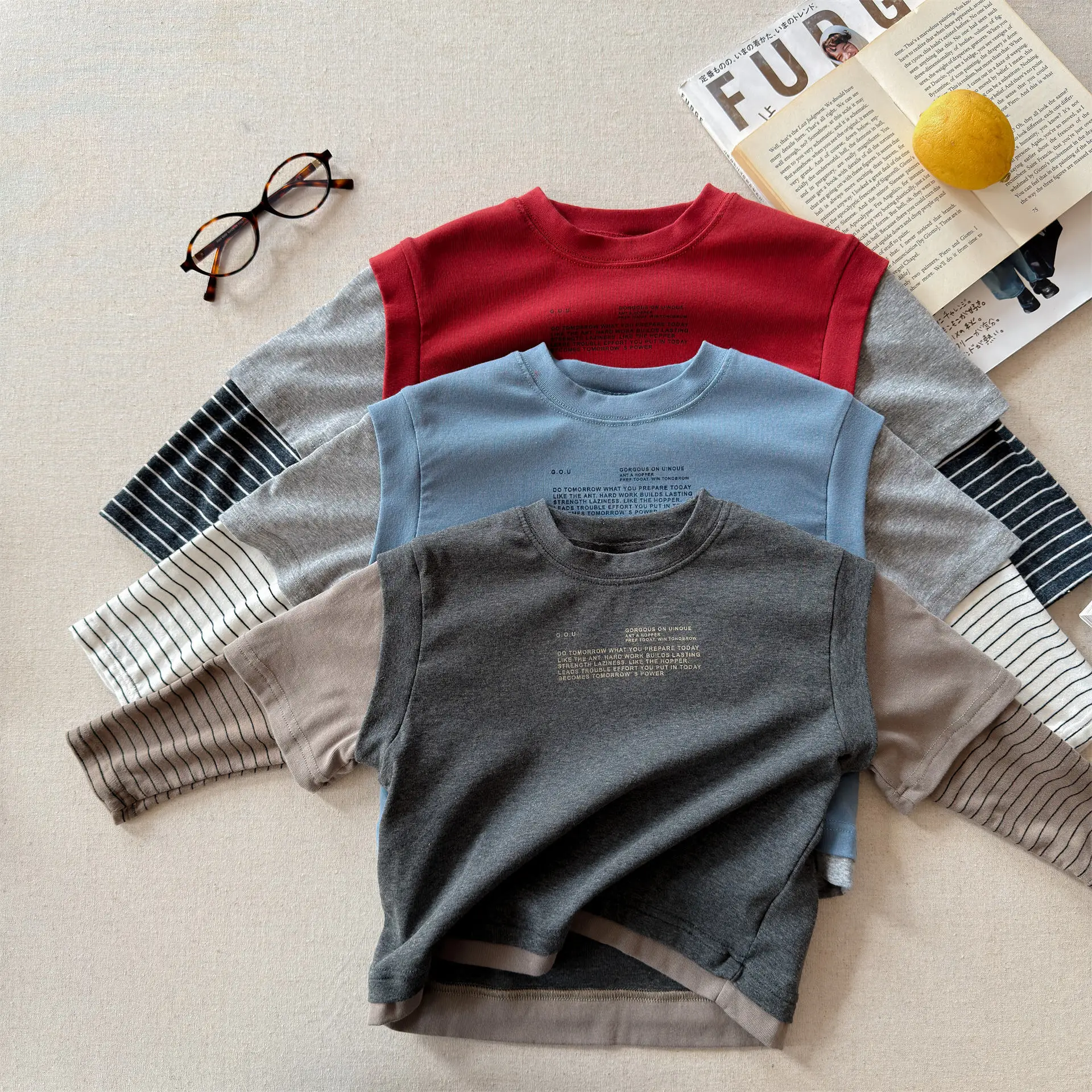 2026 Spring New Children Long Sleeve T Shirts Fashion Girls False Two Piece T Shirts Kids Casual Tops Baby Boy Cotton Tees
