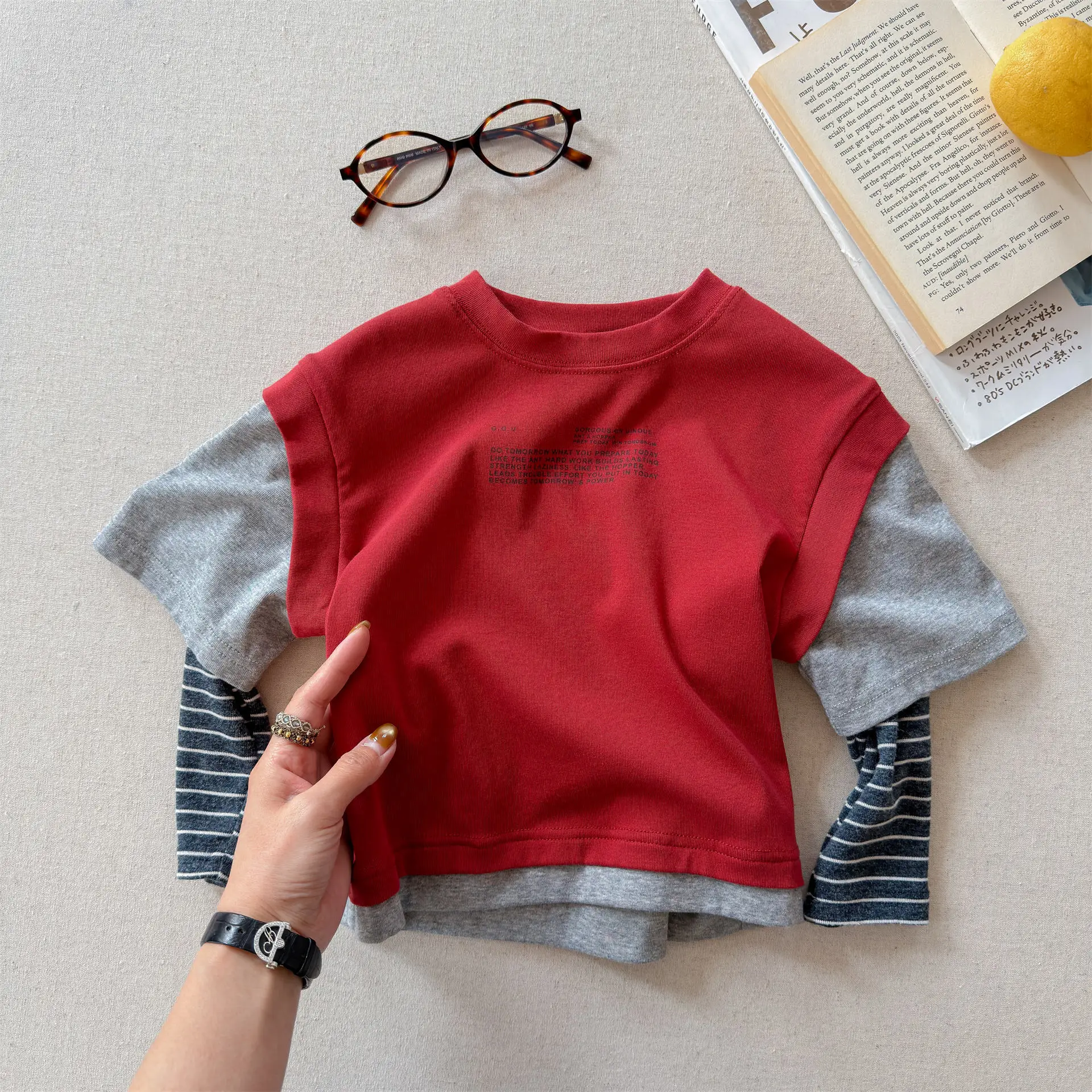 2026 Spring New Children Long Sleeve T Shirts Fashion Girls False Two Piece T Shirts Kids Casual Tops Baby Boy Cotton Tees