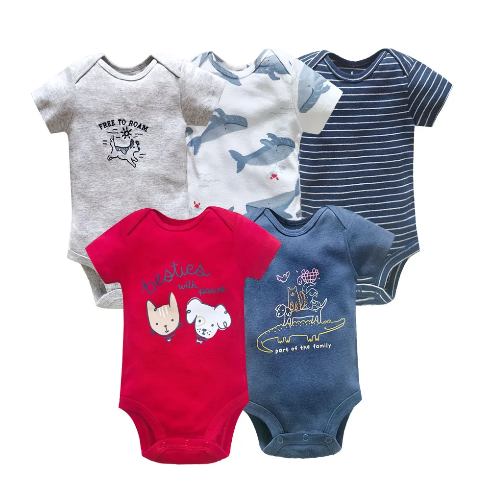 5PCS Baby Bodysuit For Newborns Summer Baby Romper Boy Clothes 0‑24M Newborn Clothing Infant Soft Cotton Cartoon Baby Clothes