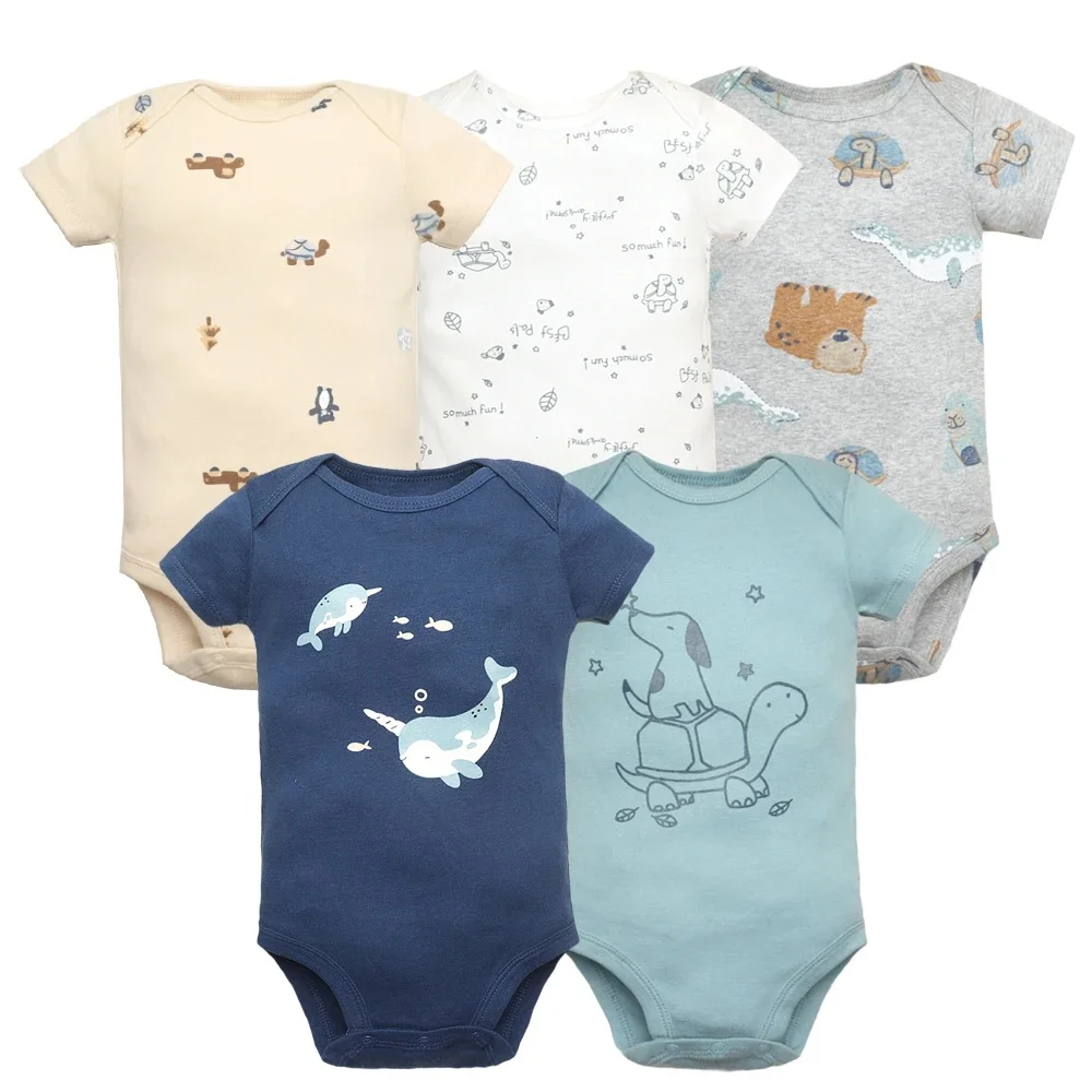 5PCS Baby Bodysuit For Newborns Summer Baby Romper Boy Clothes 0‑24M Newborn Clothing Infant Soft Cotton Cartoon Baby Clothes