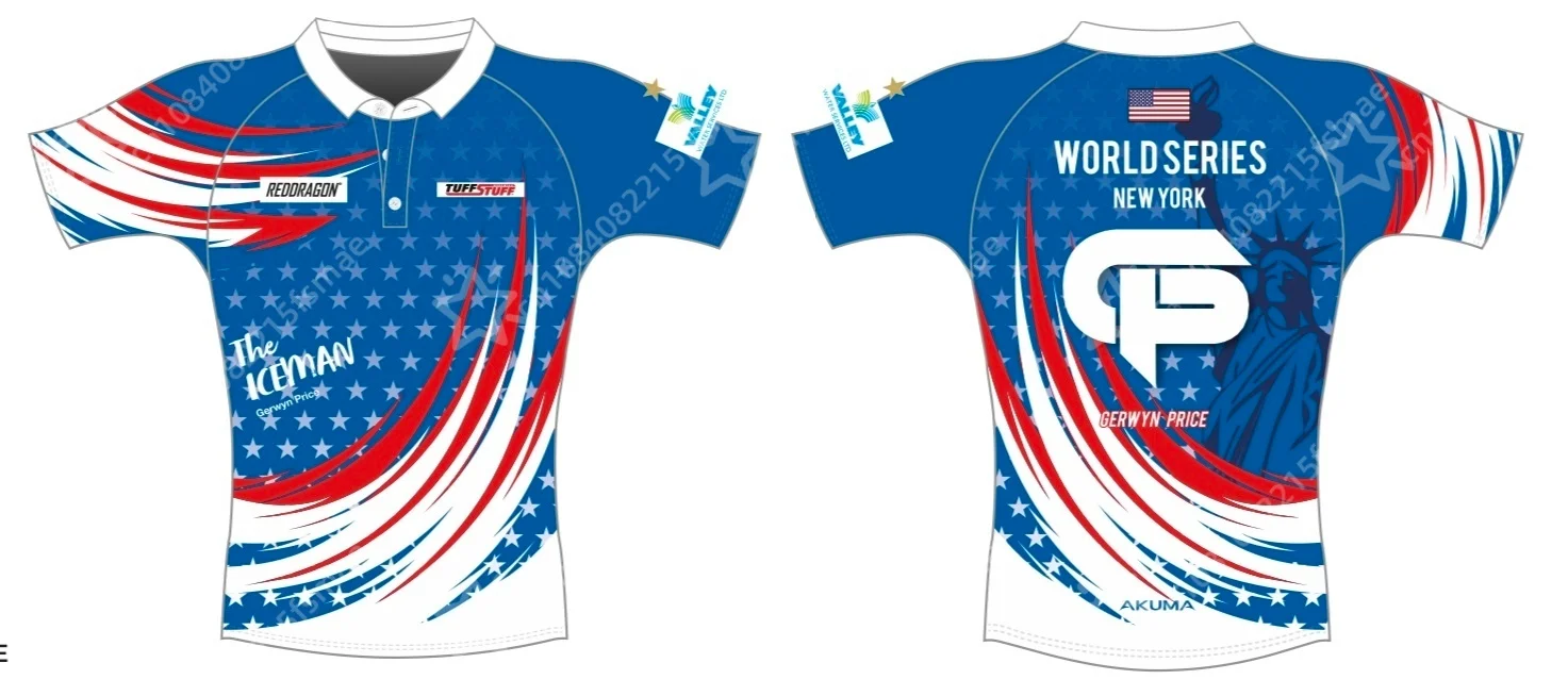 Professional Gerwyn Price Iceman Darts Shirt Men's Quick Dry Breathable Darts Jersey Polo Sports Training Team Tee Uniform Tops