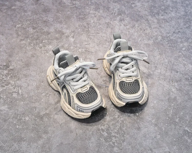 Boys Girls Running Shoes Mesh Breathable Children Sneakers Thick Soft Sole 2025 New Fashion Kids Sports Shoes for Students Trend