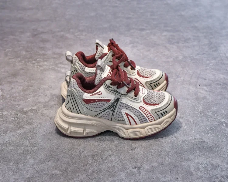 Boys Girls Running Shoes Mesh Breathable Children Sneakers Thick Soft Sole 2025 New Fashion Kids Sports Shoes for Students Trend