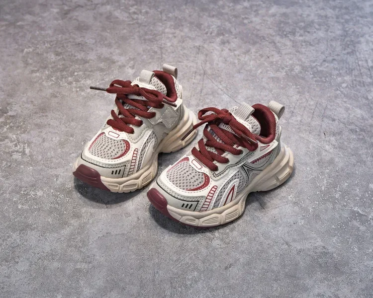 Boys Girls Running Shoes Mesh Breathable Children Sneakers Thick Soft Sole 2025 New Fashion Kids Sports Shoes for Students Trend