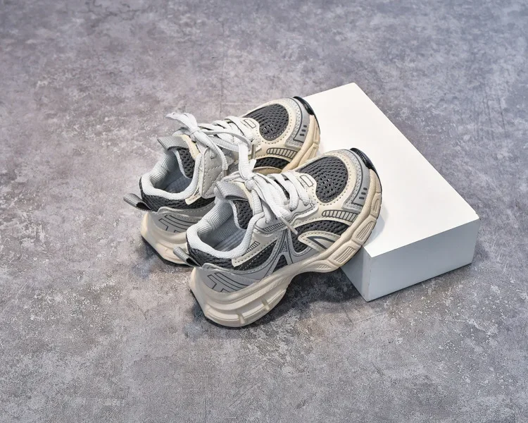 Boys Girls Running Shoes Mesh Breathable Children Sneakers Thick Soft Sole 2025 New Fashion Kids Sports Shoes for Students Trend