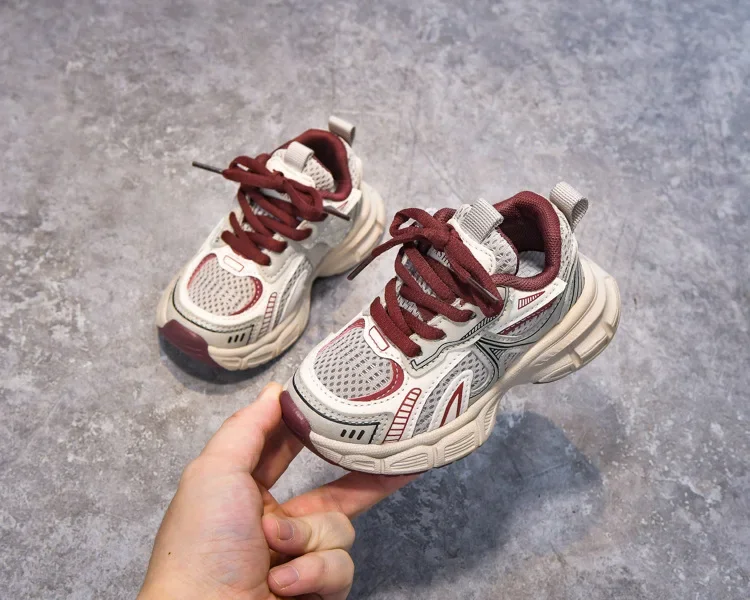 Boys Girls Running Shoes Mesh Breathable Children Sneakers Thick Soft Sole 2025 New Fashion Kids Sports Shoes for Students Trend