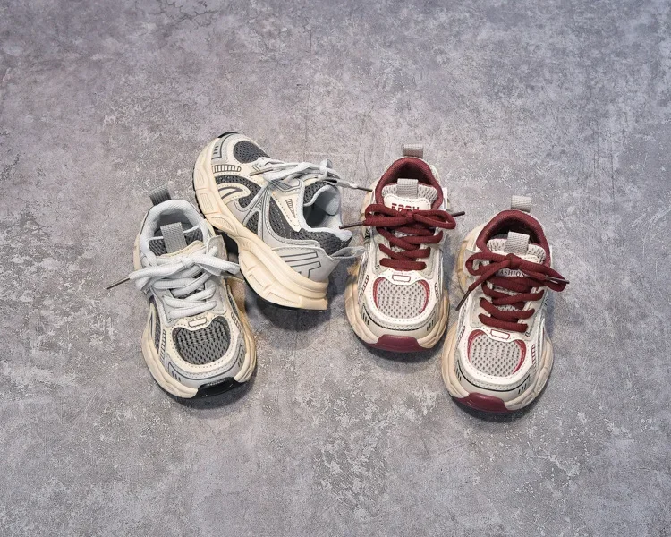 Boys Girls Running Shoes Mesh Breathable Children Sneakers Thick Soft Sole 2025 New Fashion Kids Sports Shoes for Students Trend