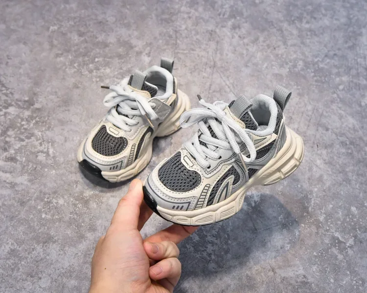 Boys Girls Running Shoes Mesh Breathable Children Sneakers Thick Soft Sole 2025 New Fashion Kids Sports Shoes for Students Trend