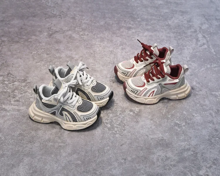 Boys Girls Running Shoes Mesh Breathable Children Sneakers Thick Soft Sole 2025 New Fashion Kids Sports Shoes for Students Trend