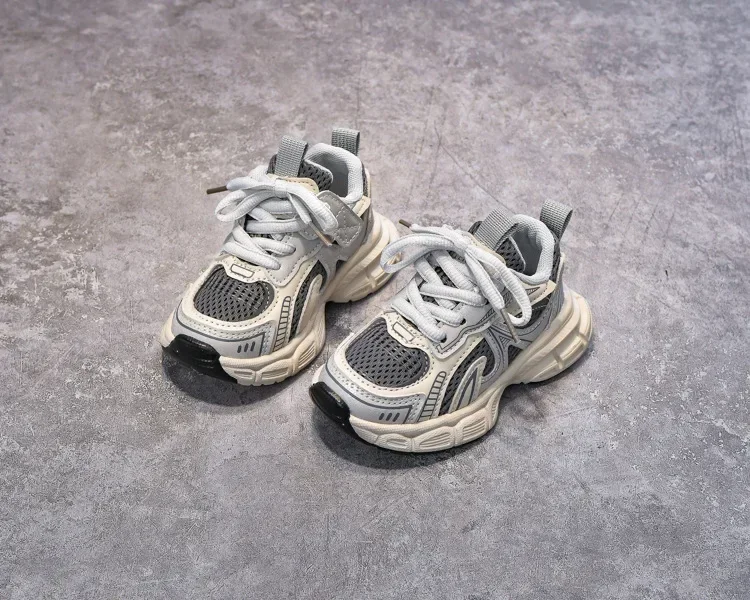 Boys Girls Running Shoes Mesh Breathable Children Sneakers Thick Soft Sole 2025 New Fashion Kids Sports Shoes for Students Trend