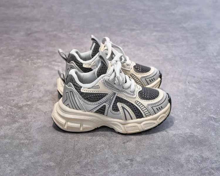 Boys Girls Running Shoes Mesh Breathable Children Sneakers Thick Soft Sole 2025 New Fashion Kids Sports Shoes for Students Trend