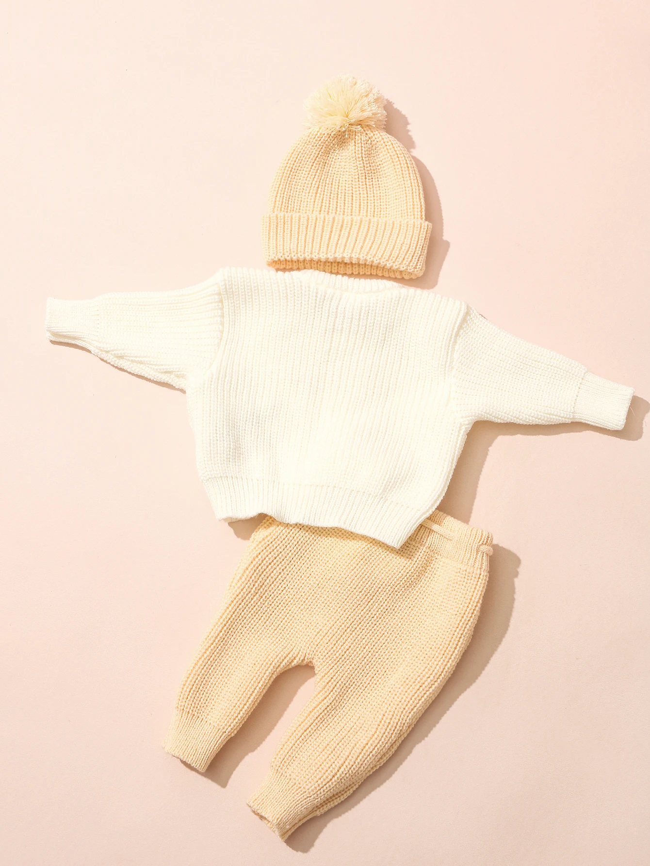 Ylsteed 3 Pcs Set Knitting Newborn Boy Photography Clothes "Just Arrived" Embroidery Khaki Baby Outfits Sweater Baby Shower Gift