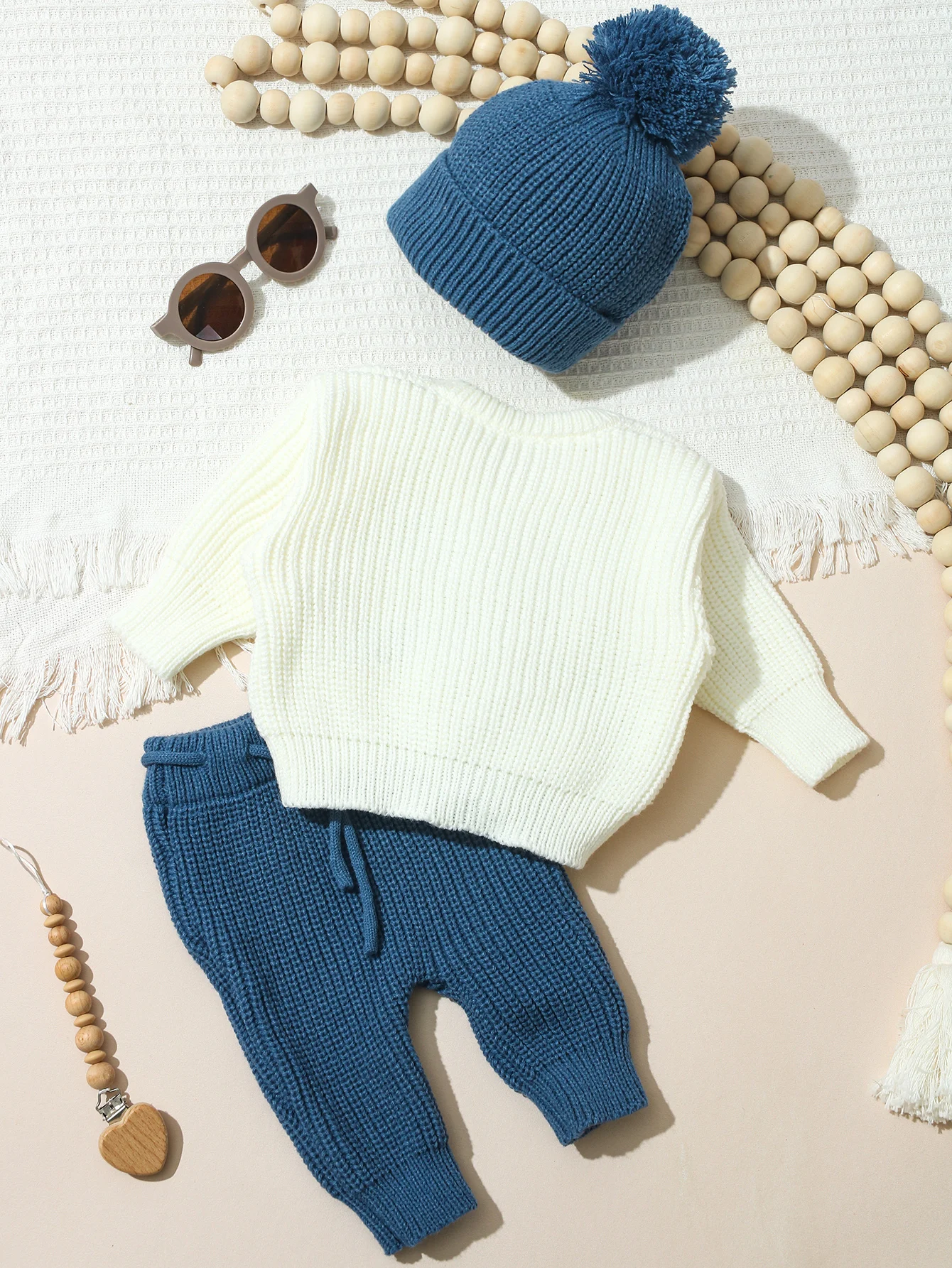 Ylsteed 3 Pcs Set Knitting Newborn Boy Photography Clothes "Just Arrived" Embroidery Khaki Baby Outfits Sweater Baby Shower Gift