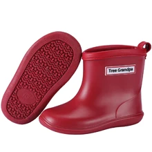 Tree Grandpa Toddler Rain Boots For Boys And Girls - Lightweight Flexible Rubber Kid Rain Boot With Non Slip Sole Slip-on Design