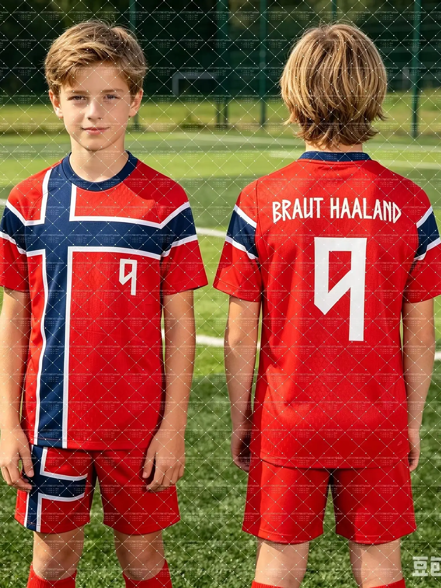 2026 Boys HAALAND No.9 Football Jersey Tee Shorts Set Women Men Norway Football Fans Shirt Shorts Set Kids Tracksuit