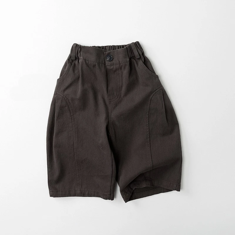 2026 Spring Children Casual Pants 1-6T Simple Style Girls Solid Color Wide Leg Pants Korean-style Boys One Button Loose Trousers