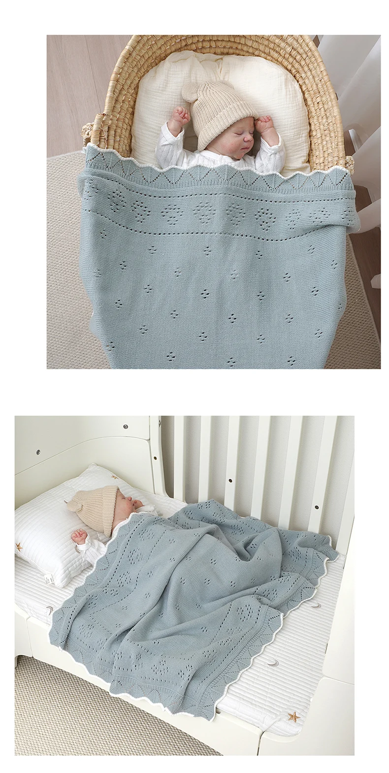 Baby Blankets Newborn 90*70cm Knitting Dual-Use Infant Boys Girls Stroller Swaddle Wrap Quilts Breathable Toddler Receiving Mats