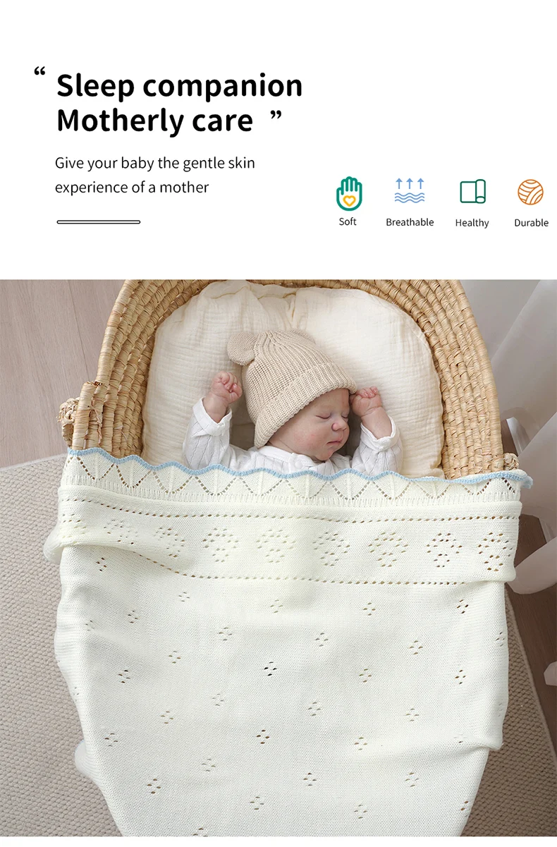 Baby Blankets Newborn 90*70cm Knitting Dual-Use Infant Boys Girls Stroller Swaddle Wrap Quilts Breathable Toddler Receiving Mats