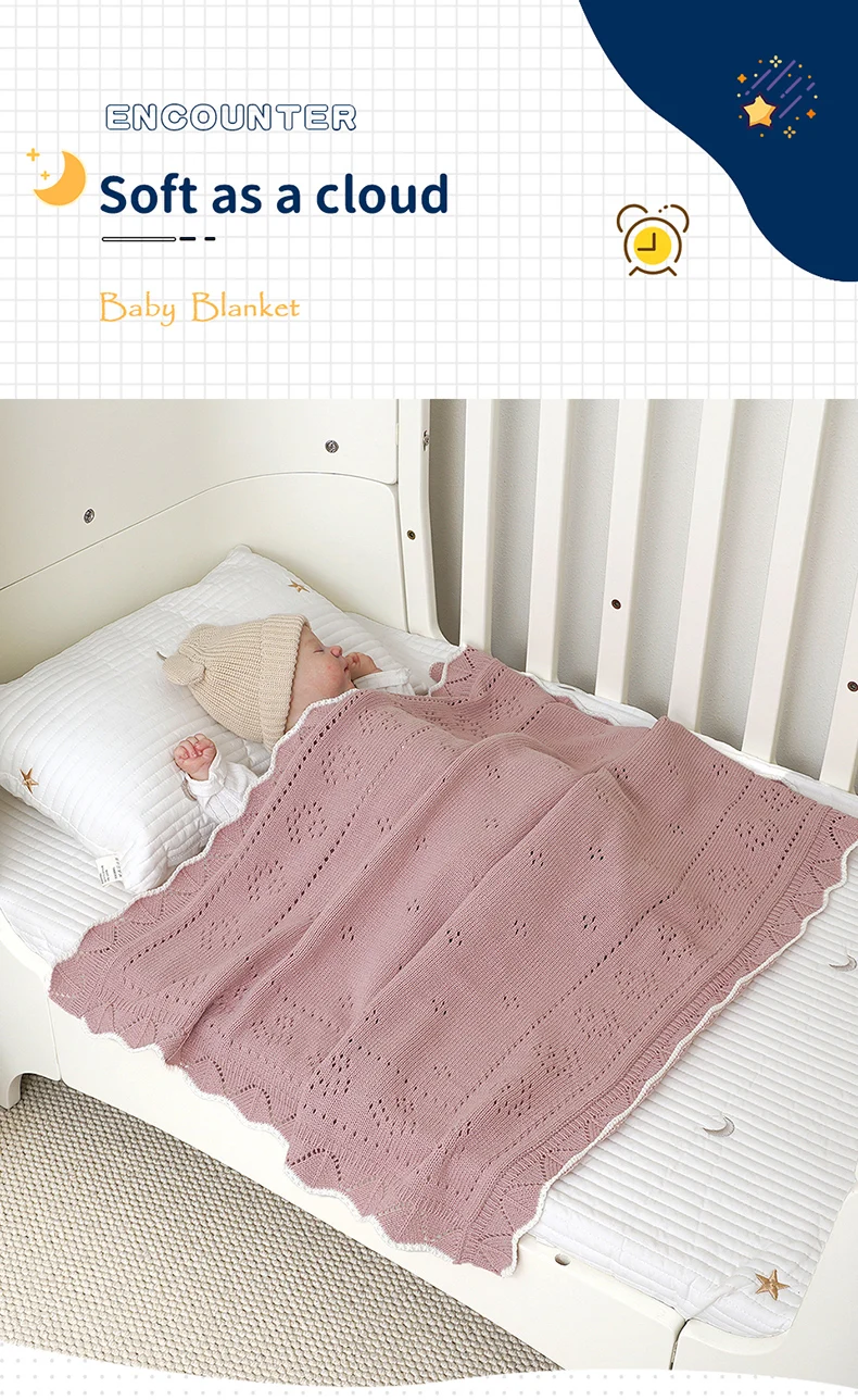Baby Blankets Newborn 90*70cm Knitting Dual-Use Infant Boys Girls Stroller Swaddle Wrap Quilts Breathable Toddler Receiving Mats
