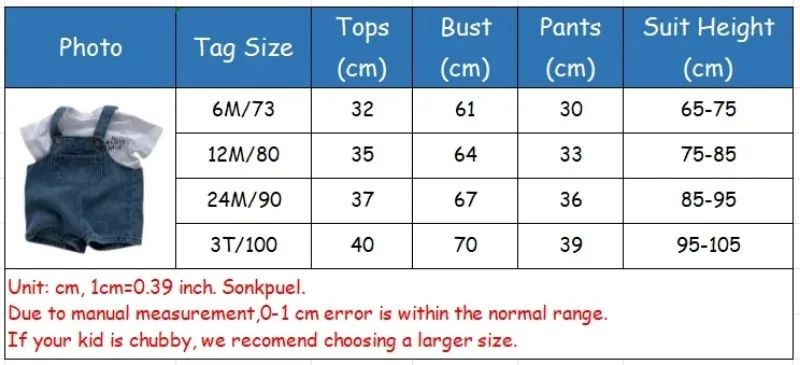 2024 Summer Baby Clothing Set Toddler Girls Clothes Suit Infant Tee and Denim Overall Boys Outfit