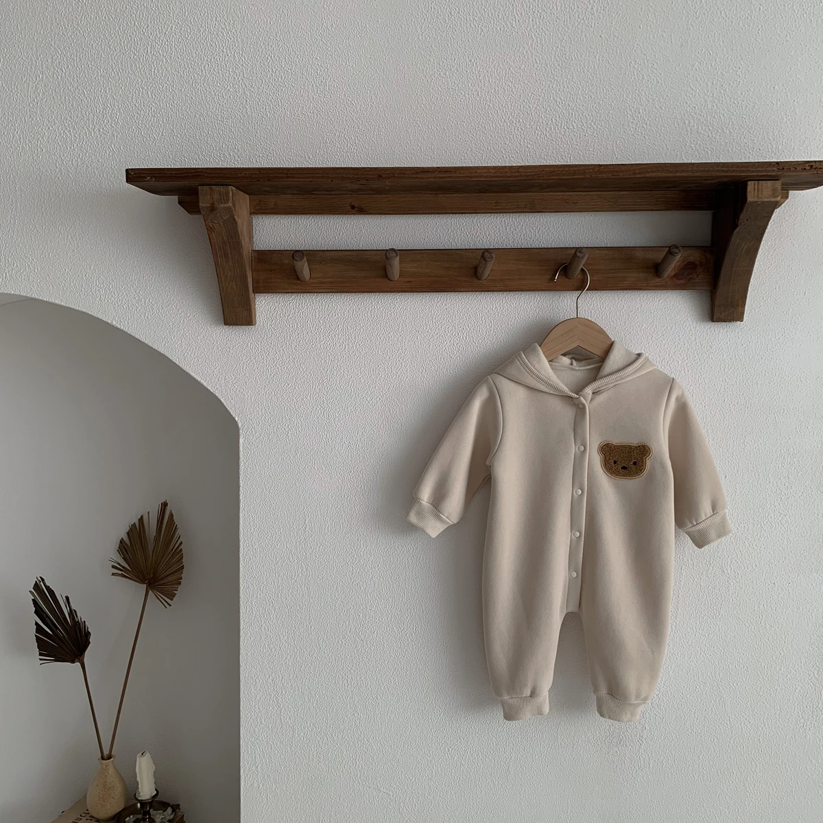 Ready Stock Newborn Baby Clothes Winter Baby Jumpsuit Bear Cute Hooded Baby Bodysuit Warm 0-2 Years Old