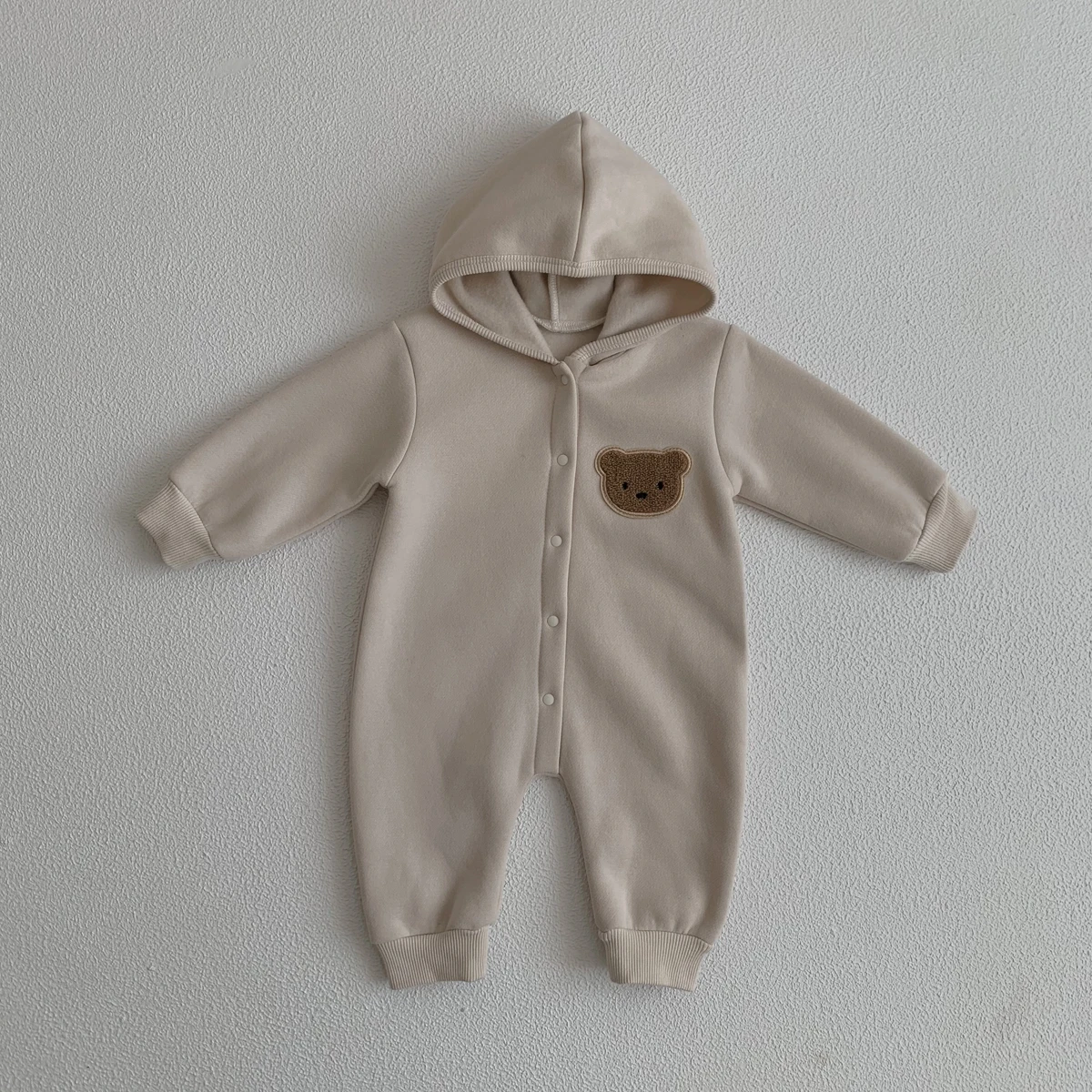 Ready Stock Newborn Baby Clothes Winter Baby Jumpsuit Bear Cute Hooded Baby Bodysuit Warm 0-2 Years Old
