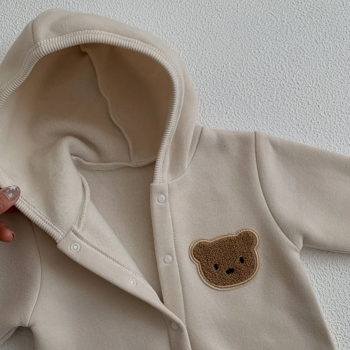 Ready Stock Newborn Baby Clothes Winter Baby Jumpsuit Bear Cute Hooded Baby Bodysuit Warm 0-2 Years Old