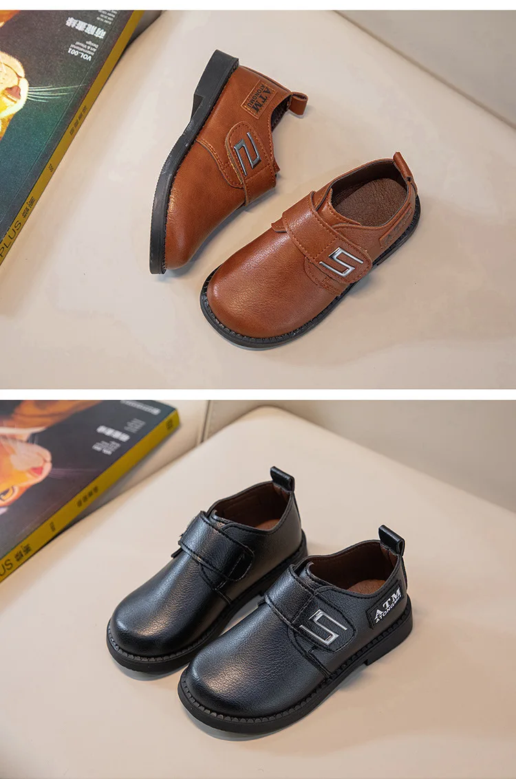 Boy Leather Shoe Spring Autumn Soft Kids Party Shoes Fashion Black Classic Children's Versatile Loafers for School Performance