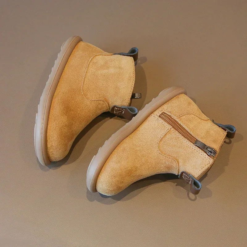 Autumn Winter Baby Boys Girls Boots Oxford Suede Children Casual Shoes Outdoor Anti-slip Infant Shoes Plush Kids Ankle Boots