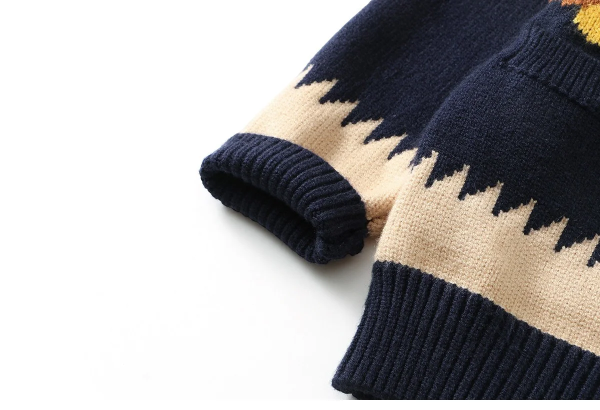 Ircomll Autumn New Thick 1-6Y Kids Knitted Cardigan Cute Duck Pattern Children Sweater Outerwear For Baby Boys Girls Daily Wear