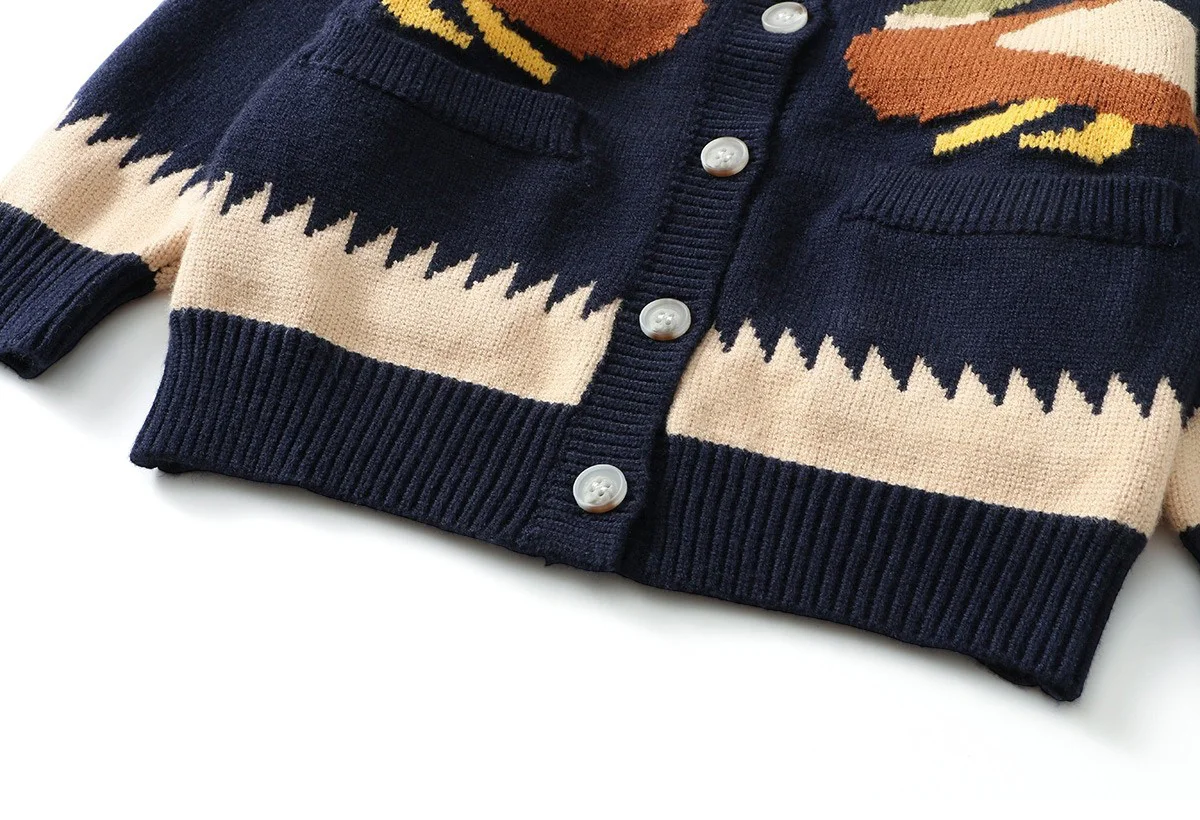Ircomll Autumn New Thick 1-6Y Kids Knitted Cardigan Cute Duck Pattern Children Sweater Outerwear For Baby Boys Girls Daily Wear
