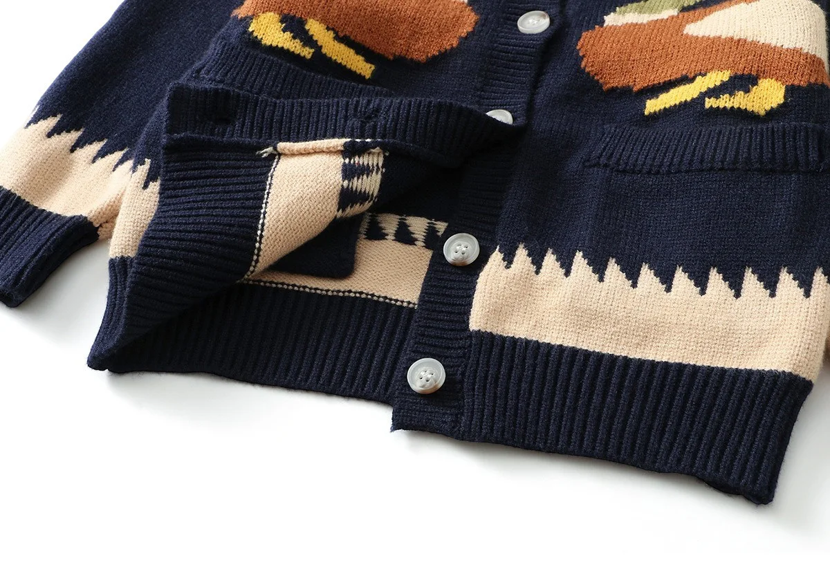 Ircomll Autumn New Thick 1-6Y Kids Knitted Cardigan Cute Duck Pattern Children Sweater Outerwear For Baby Boys Girls Daily Wear