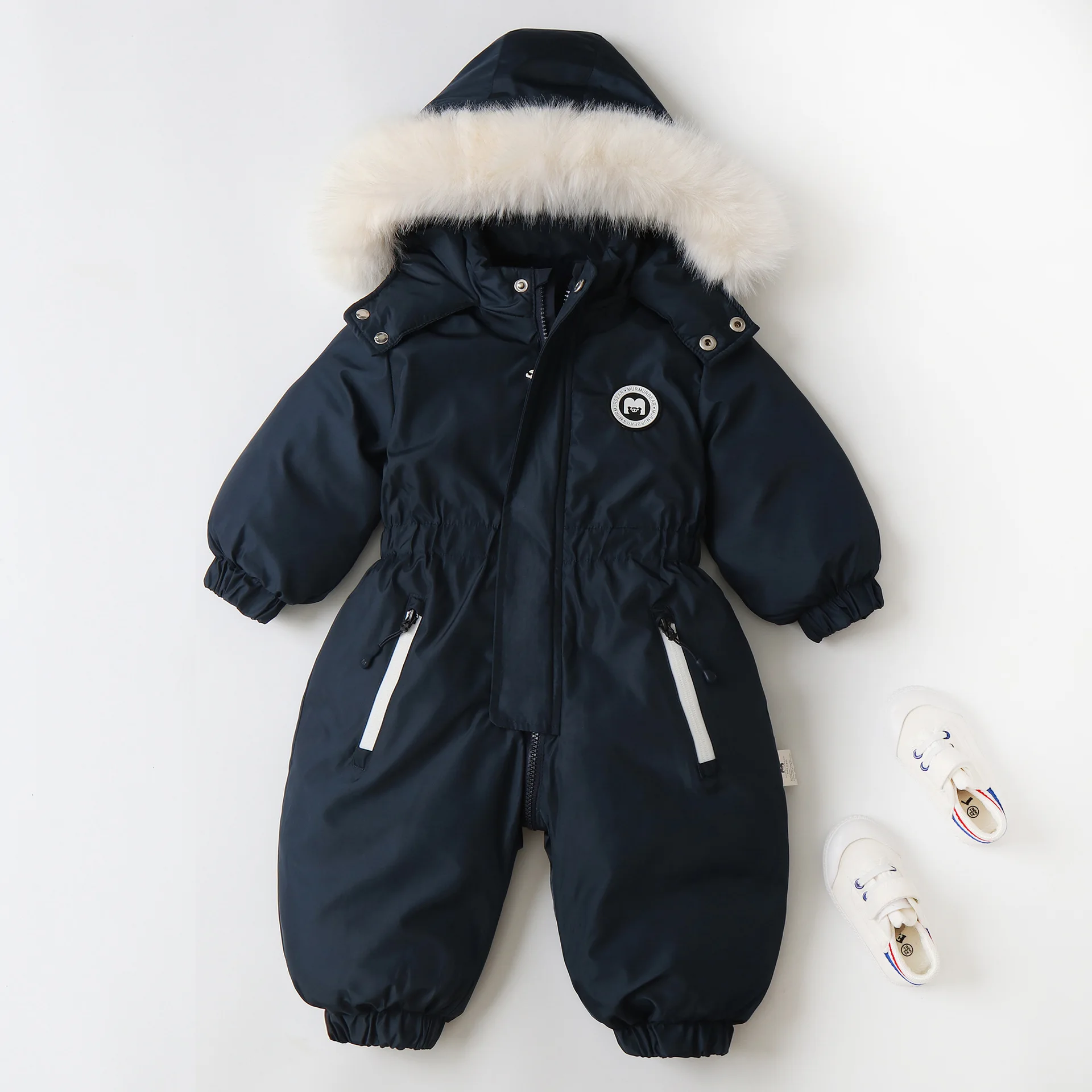 AYNIGIELL Winter for Children 2-5 Years Thick Warm Infant Overalls Baby Girls Boys Cotton Hooded Jumpsuit Outdoor Ski Snowsuit