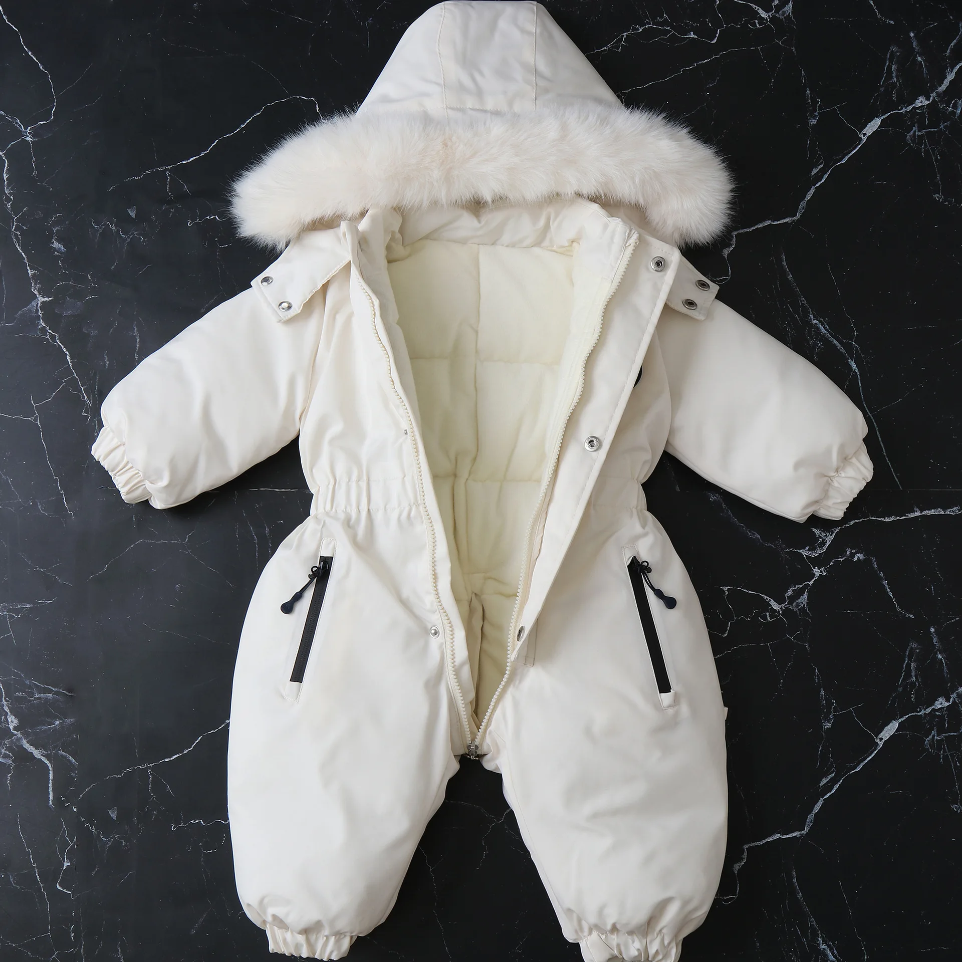 AYNIGIELL Winter for Children 2-5 Years Thick Warm Infant Overalls Baby Girls Boys Cotton Hooded Jumpsuit Outdoor Ski Snowsuit
