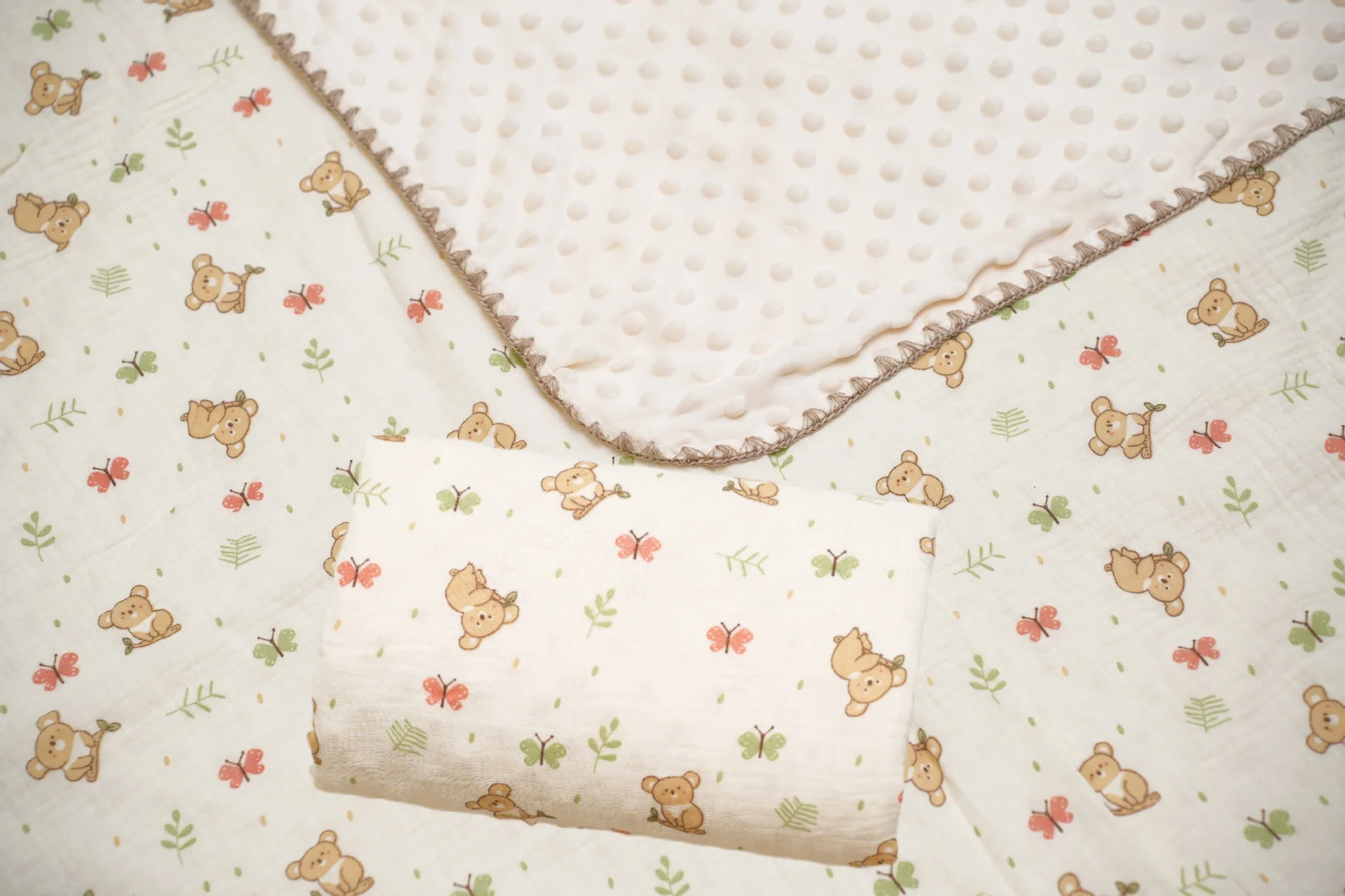 Newborn Bear Print Blanket Pure Cotton Double Gauze Blanket Baby Blanket Bath Towel Baby Blanket Baby Swaddle 100X100CM