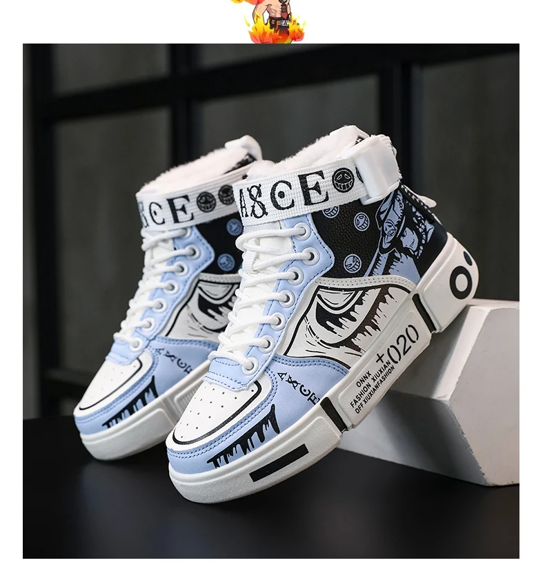 Boys' High-Top Sneakers 2025 Autumn/Winter New Style Children's Sports Shoes Buckle Student Soft-Soled Fleece Casual Shoes