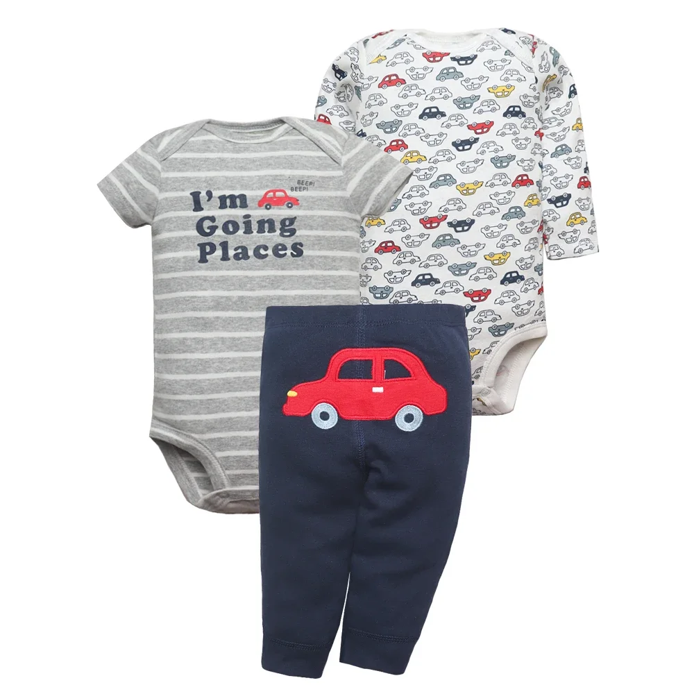 Newborn Baby Clothes Set Baby Boy Born Clothing 3PCS Bodysuit+Pants Outfit Toddler Girl Suit Infant Pajama Pure Cotton Sets